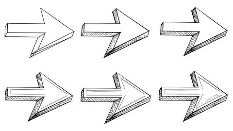 Set of doodle hand drawn arrows, collection of pointers for design Stock Illustration