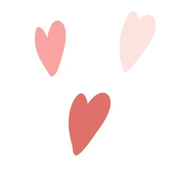 Set of doodle hand drawn cute hearts. Vector illustration of love icon in red Stock Illustration