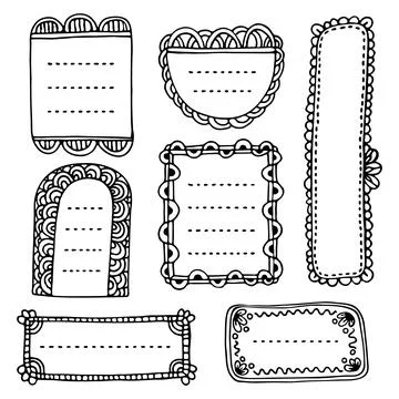 Set of doodle hand-drawn frames for a bullet journal or diary Illustrazione stock