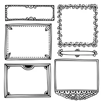 Set of doodle hand-drawn frames for a bullet journal or diary Stock Illustration
