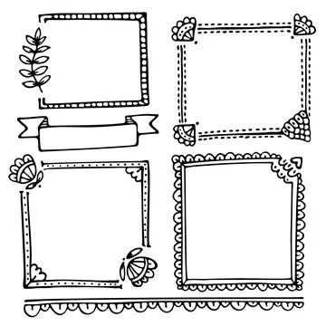 Set of doodle hand-drawn frames for a bullet journal or diary Illustrazione stock