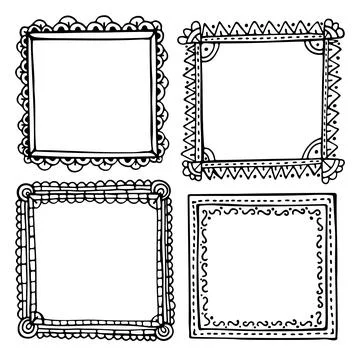 Set of doodle hand-drawn frames for a bullet journal or diary Illustrazione stock