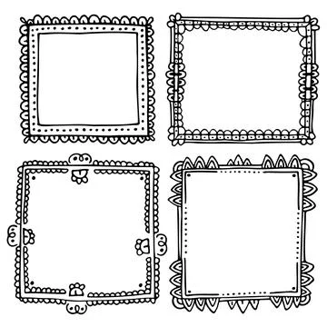 Set of doodle hand-drawn frames for a bullet journal or diary Stock Illustration
