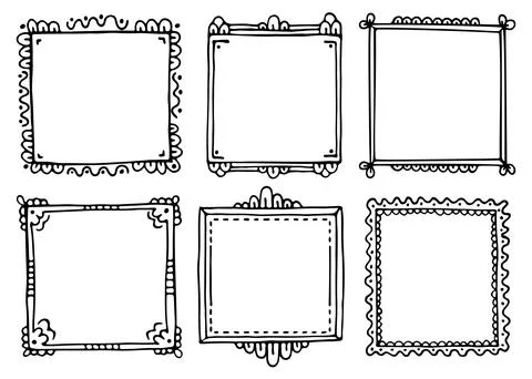 Set of doodle hand-drawn frames for a bullet journal or diary Illustrazione stock