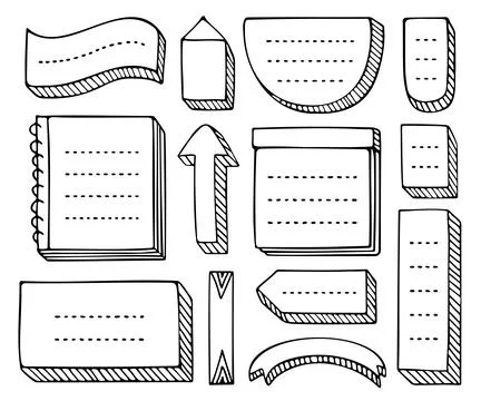 Set of doodle hand-drawn frames for a bullet journal or diary Stock Illustration