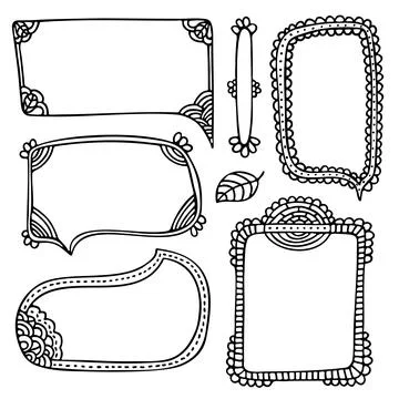 Set of doodle hand-drawn frames for a bullet journal or diary Illustrazione stock