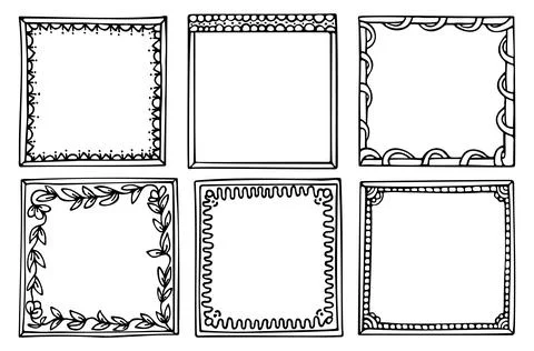 Set of doodle hand-drawn frames for a bullet journal or diary Stock Illustration