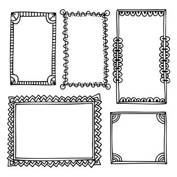 Set of doodle hand-drawn frames for a bullet journal or diary Stock Illustration