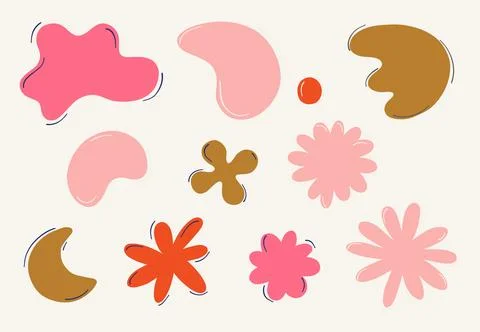 Set of doodle hand drawn organic shapes Stock Illustration