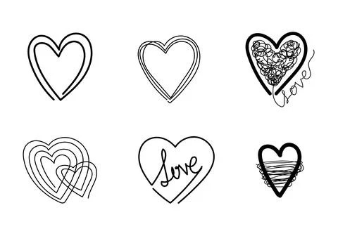 Set of doodle hearts Stock Illustration
