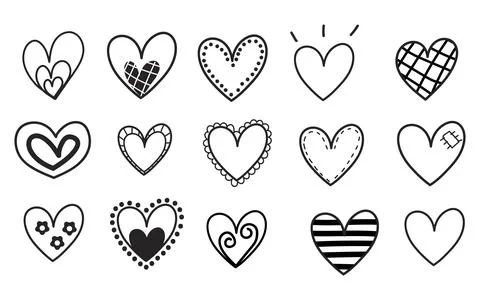 Set of doodle hearts shape handdraw  isolated on white background. Vector ill Stock Illustration