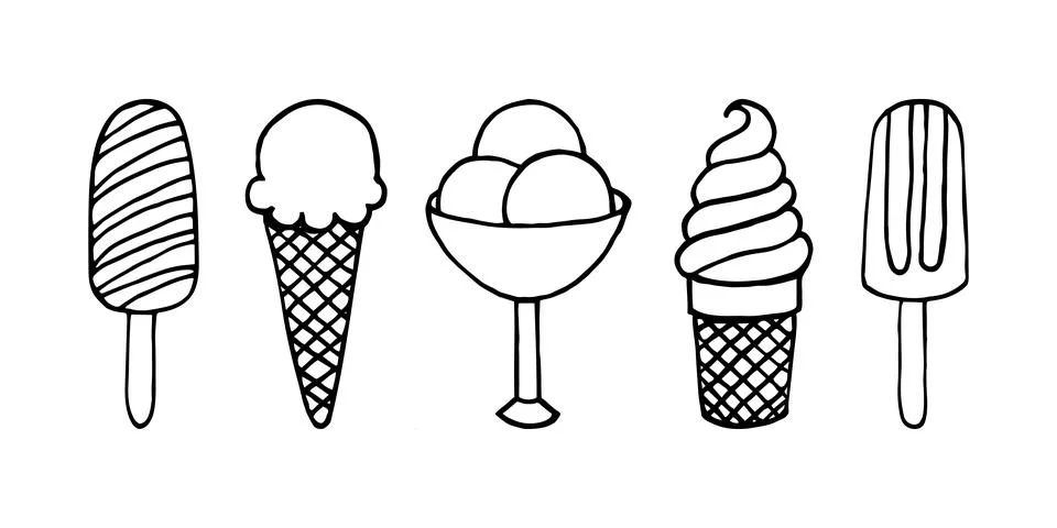 A set of doodle ice cream Stock Illustration