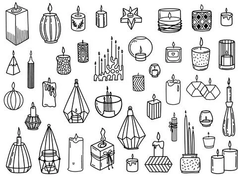 Set of doodle icons of assorted candlesticks Stock Illustration