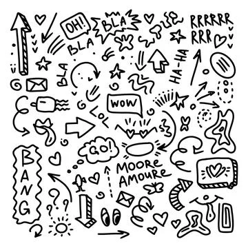 Set of doodle illustrations Stock Illustration