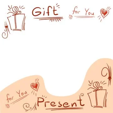 Set of doodle image and text Gift and present Stock Illustration