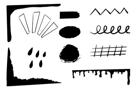 Set doodle ink, brush design elements, decorations abstract free hand brush Illustrazione stock