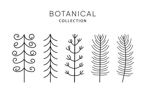Set of doodle leaves elements. Stock Illustration