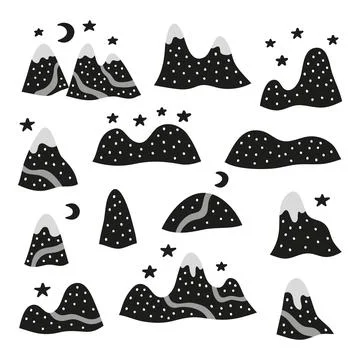 Set of doodle mountains. Stock-Illustration