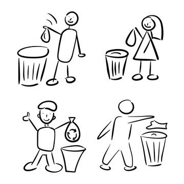 Set of doodle simple icon isolated on white background. Collection Keep it clean Stock Illustration