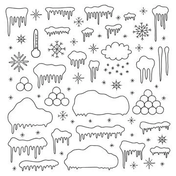 Set of doodle snow winter decorations. Stock Illustration