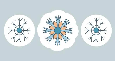 Set Doodle Snowflakes. Decor for Christmas and New Year design of cards, bann Stock Illustration