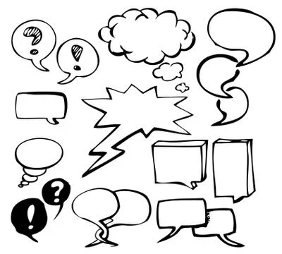 Set of doodle speech bubbles Stock Illustration