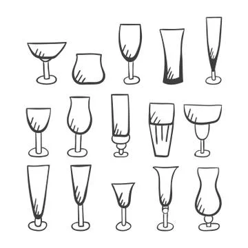 Set of doodle vector stemware Stock Illustration