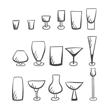 Set of doodle vector stemware Stock Illustration