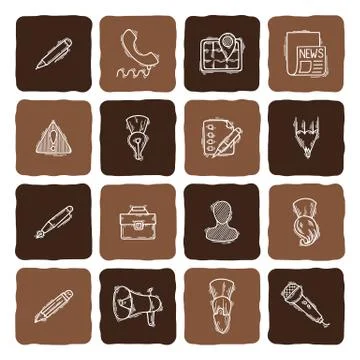 Set of doodle web, computer and drawing icons Stock Illustration