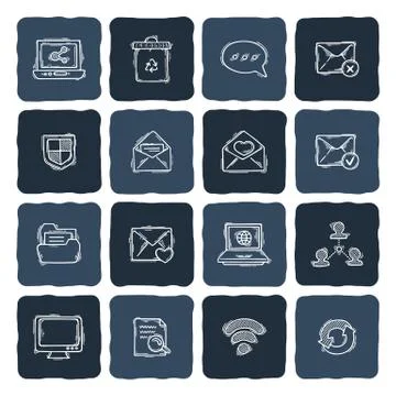 Set of doodle web, computer and drawing icons イラスト素材