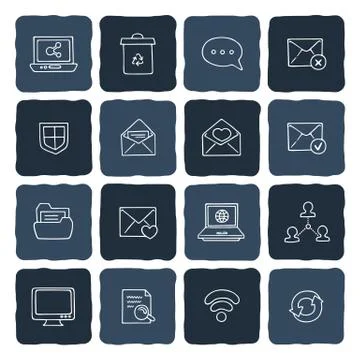 Set of doodle web, computer and drawing icons Stock Illustration