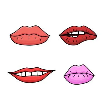 Set of doodle womens lips Stock Illustration