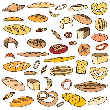 Set of doodles bread Illustrazione stock