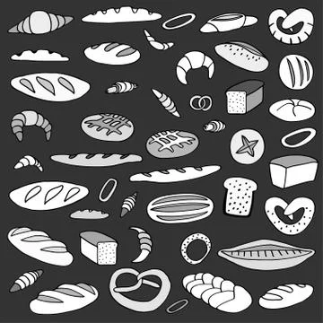 Set of doodles bread Illustrazione stock
