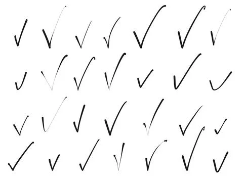 Set of doodles with check mark Ilustración de archivo