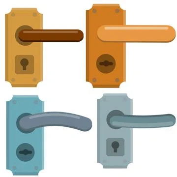 Set of Door handle. Opening and closing. Illustration
