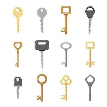 A set of door lock keys. Flat style vector illustration. イラスト素材