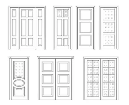 Set door Technical Drawing Stock Illustration