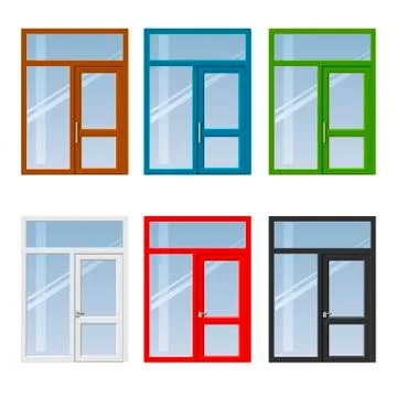 Set of doors and windows Stock Illustration