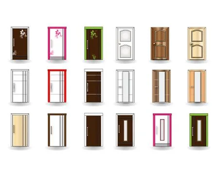 Set of  doors on isolated background. vector design Stock Illustration