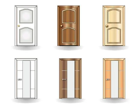 Set of doors on a white background vector Stock Illustration