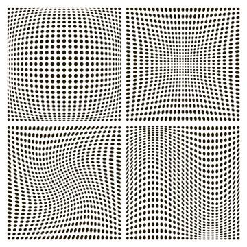 Set dot pattern backgrounds, various distortion, vector distortion inflating Stock Illustration