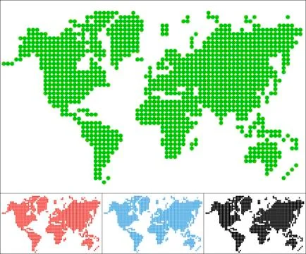 Set of dot world map Stock Illustration