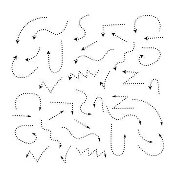 Set of Dotted Arrows Vector Illustration Stock Illustration