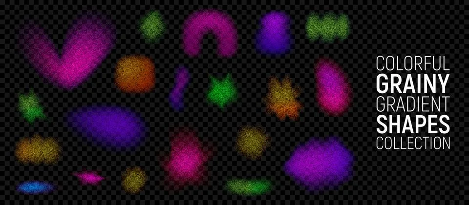 Set of dotted grain colorful gradient shapes Illustrazione stock