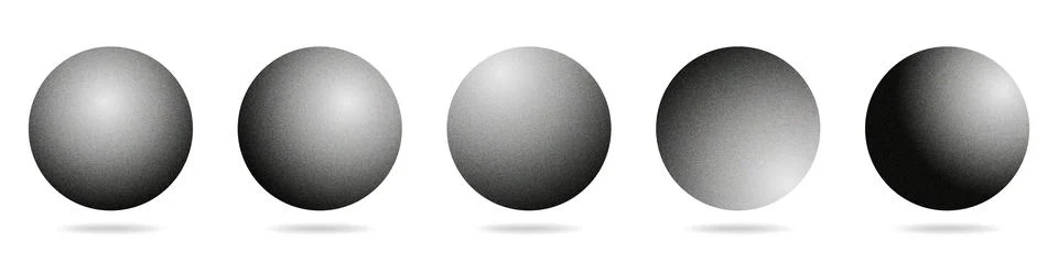 Set of dotwork 3D spheres with shadows Stock Illustration