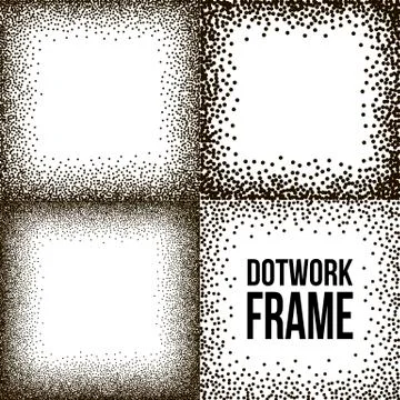 Set of Dotwork Vector Frames Stock Illustration