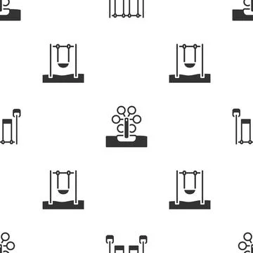 Set Double swing, Ferris wheel and Swing on seamless pattern. Vector 스톡 일러스트