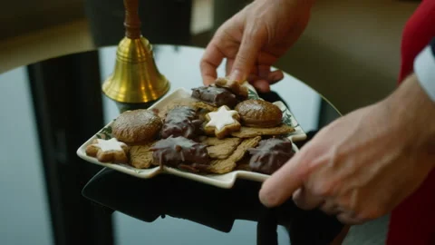 Set down cookie plate christmas Stock Footage 229139307