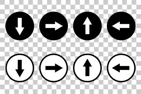 Set of up, down, left and right arrow icons on a transparent background. Ve.. Stock Illustration